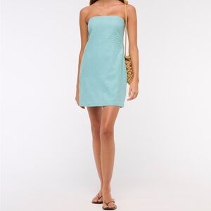 Strapless Light Blue Mini Dress